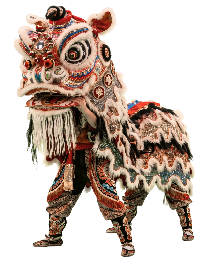 un leon de la china haciendo el baile famoso de china del leon